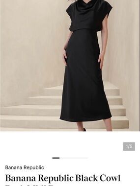 Banana Republic Black Cowl Midi Dress-Skirt